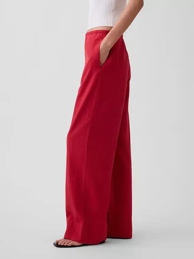 Pantalon ample décontracté en mélange de lin