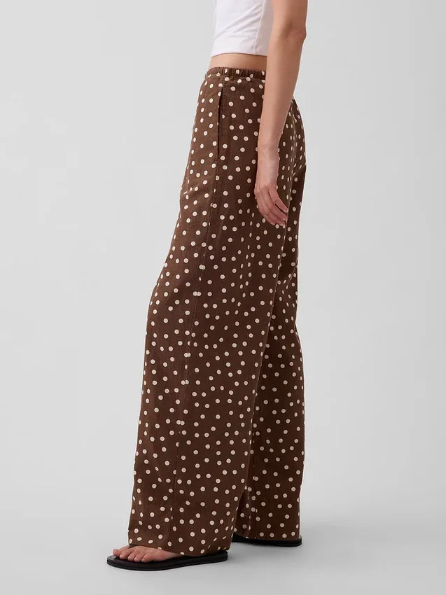 Pantalon ample décontracté en mélange de lin