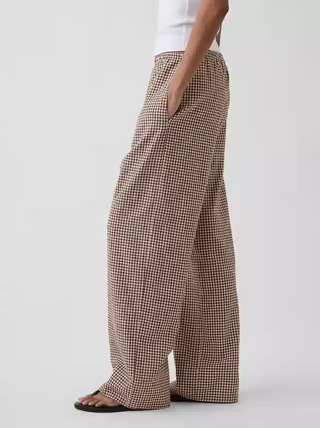 Pantalon ample décontracté en mélange de lin