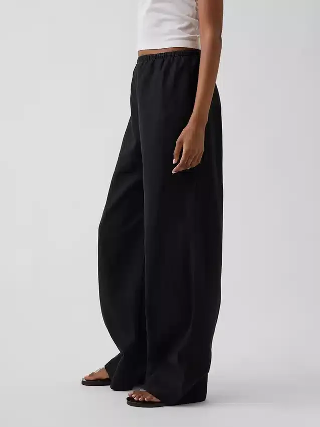 Pantalon ample décontracté en mélange de lin