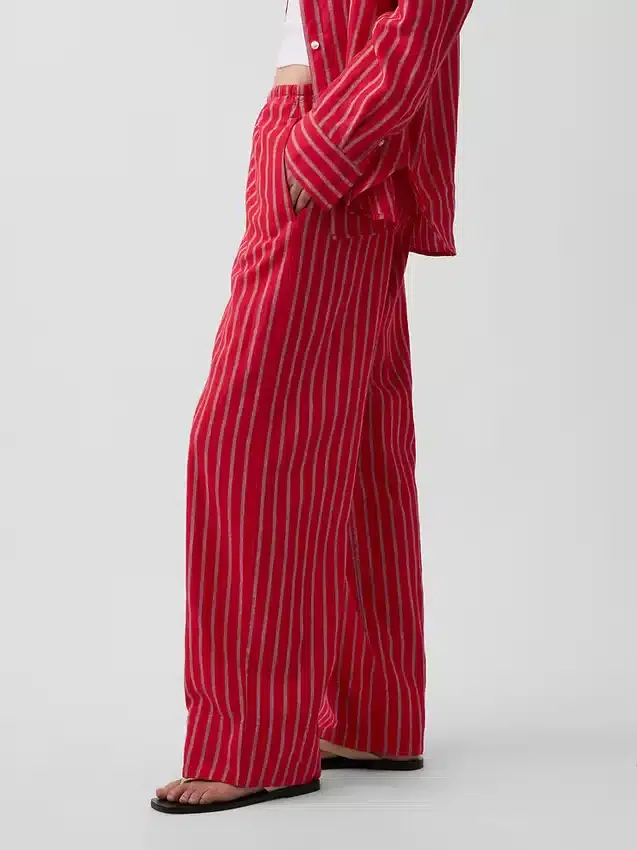 Pantalon ample décontracté en mélange de lin