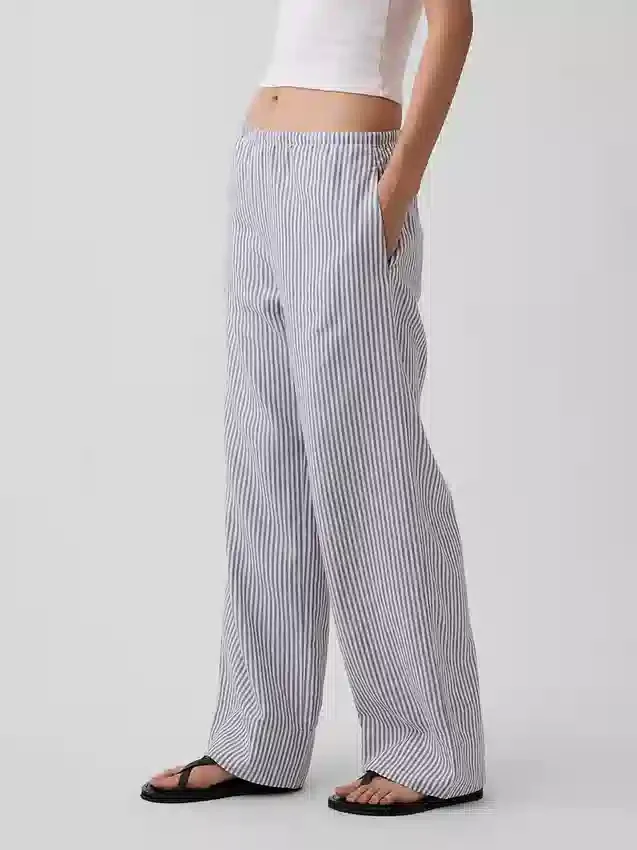 Pantalon ample décontracté en mélange de lin