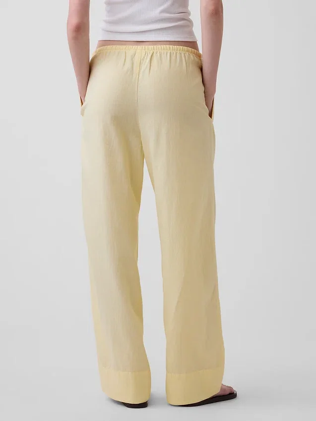 Pantalon ample décontracté en mélange de lin