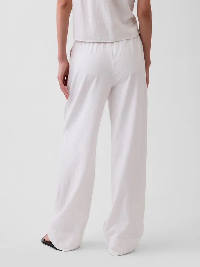 Pantalon ample décontracté en mélange de lin