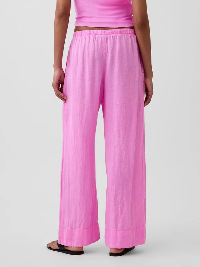 Pantalon ample décontracté en mélange de lin