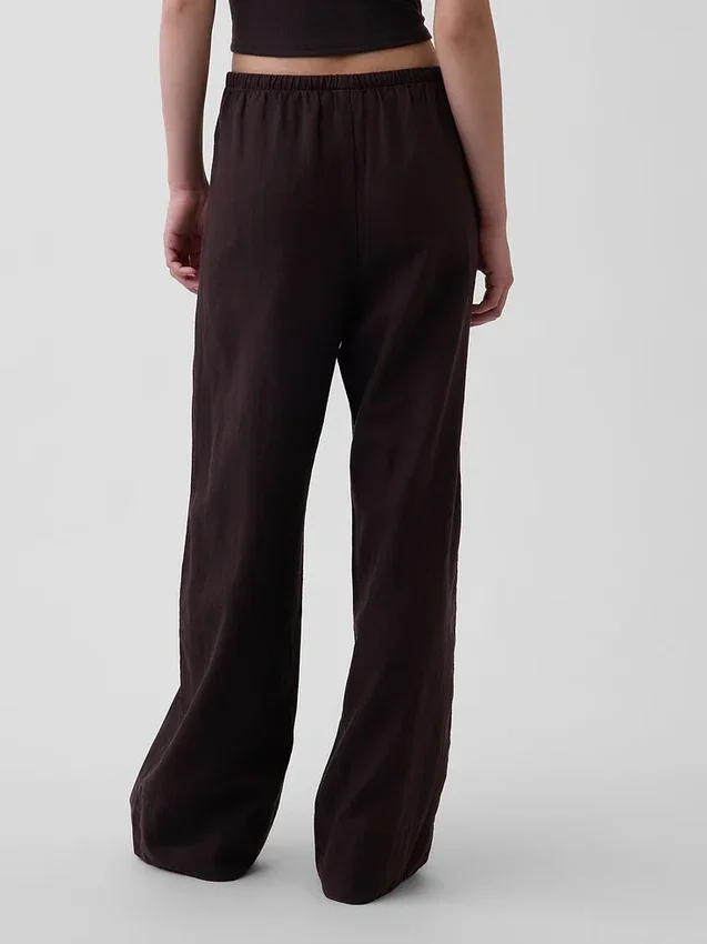 Pantalon ample décontracté en mélange de lin