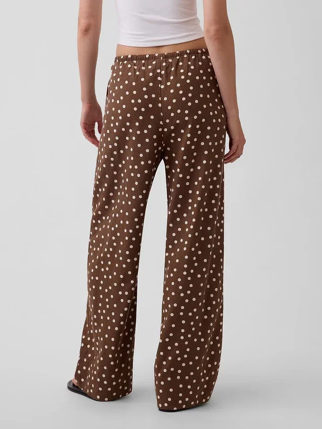 Pantalon ample décontracté en mélange de lin