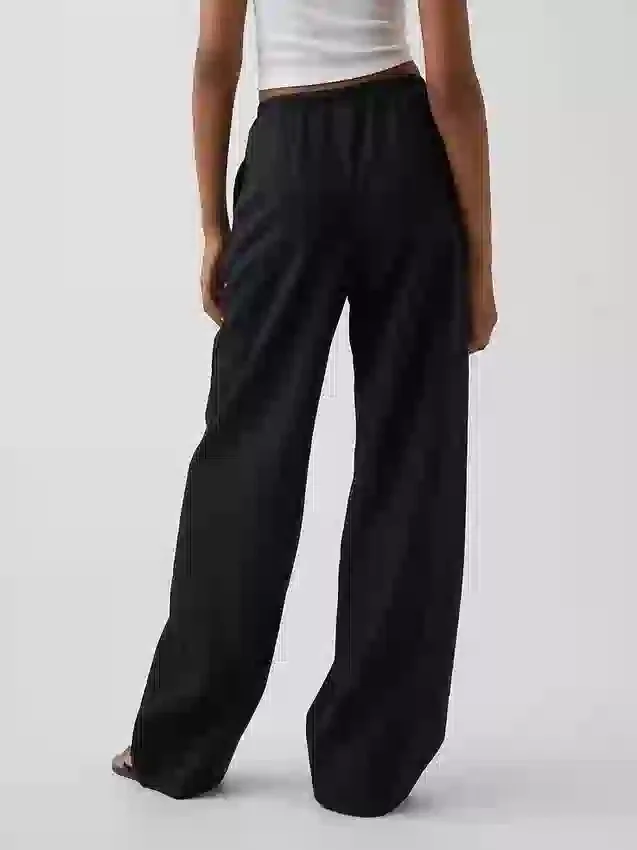 Pantalon ample décontracté en mélange de lin