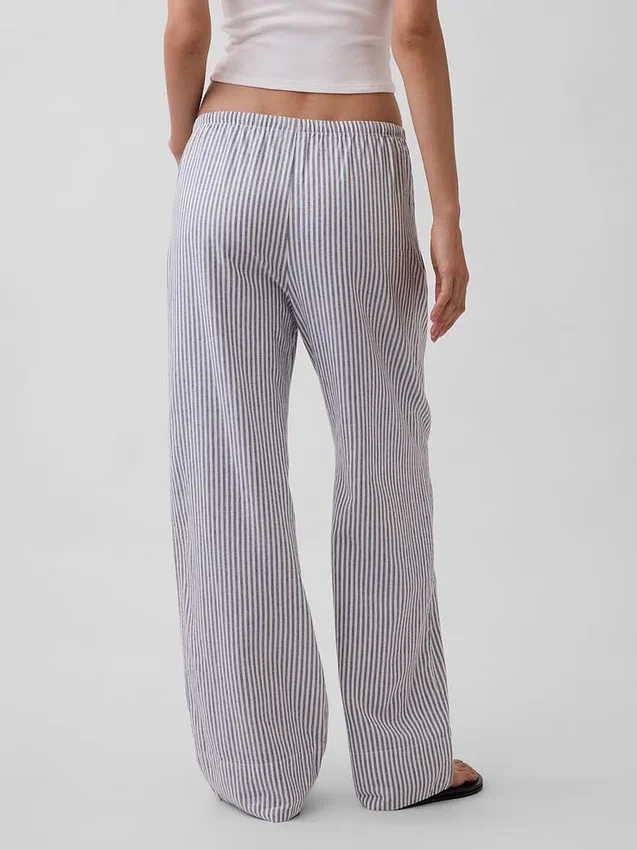 Pantalon ample décontracté en mélange de lin
