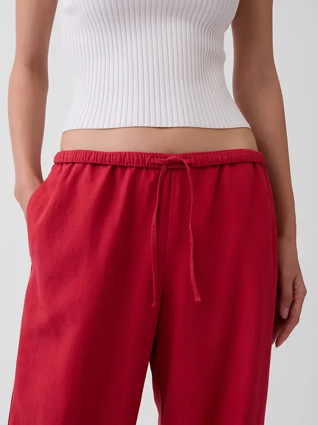 Pantalon ample décontracté en mélange de lin