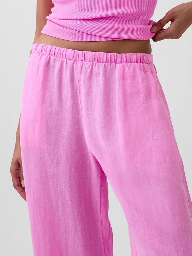 Pantalon ample décontracté en mélange de lin