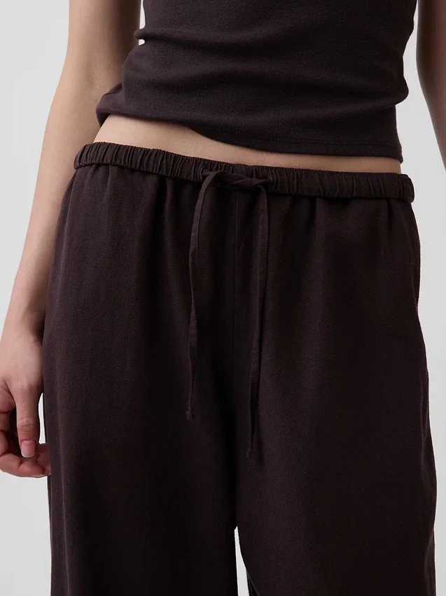 Pantalon ample décontracté en mélange de lin