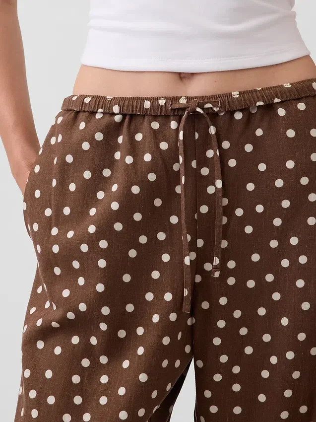 Pantalon ample décontracté en mélange de lin