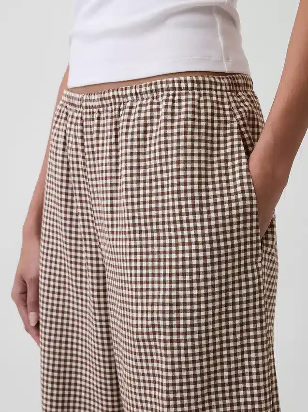 Pantalon ample décontracté en mélange de lin