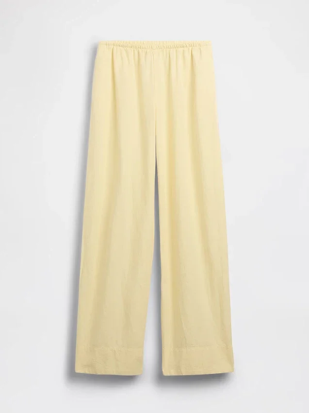 Pantalon ample décontracté en mélange de lin