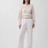 Pantalon ample décontracté en mélange de lin