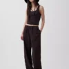Pantalon ample décontracté en mélange de lin
