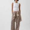 Pantalon ample décontracté en mélange de lin