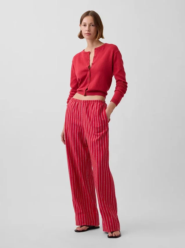 Pantalon ample décontracté en mélange de lin