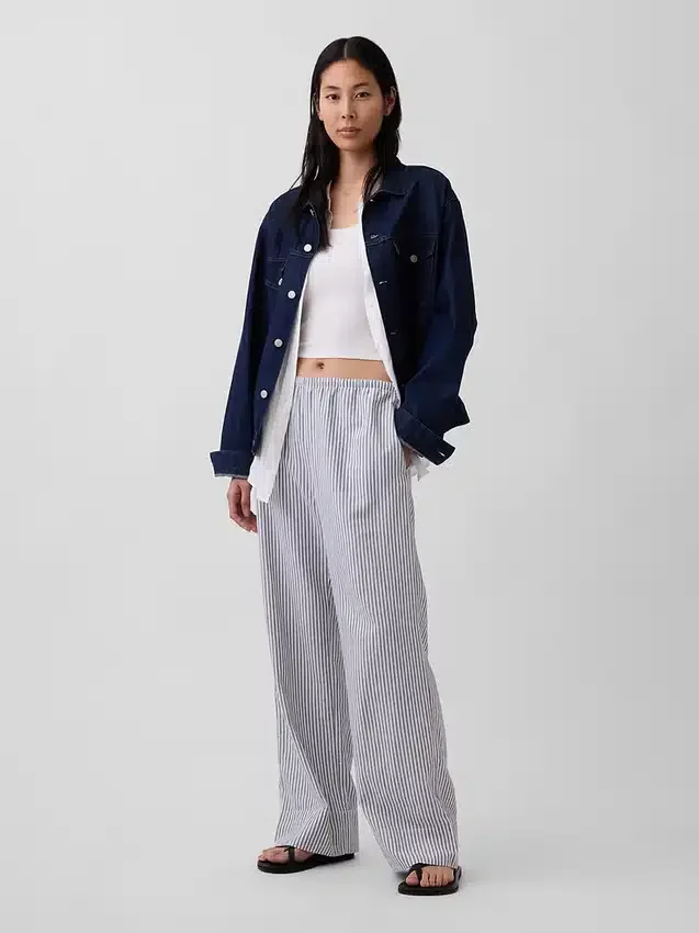 Pantalon ample décontracté en mélange de lin