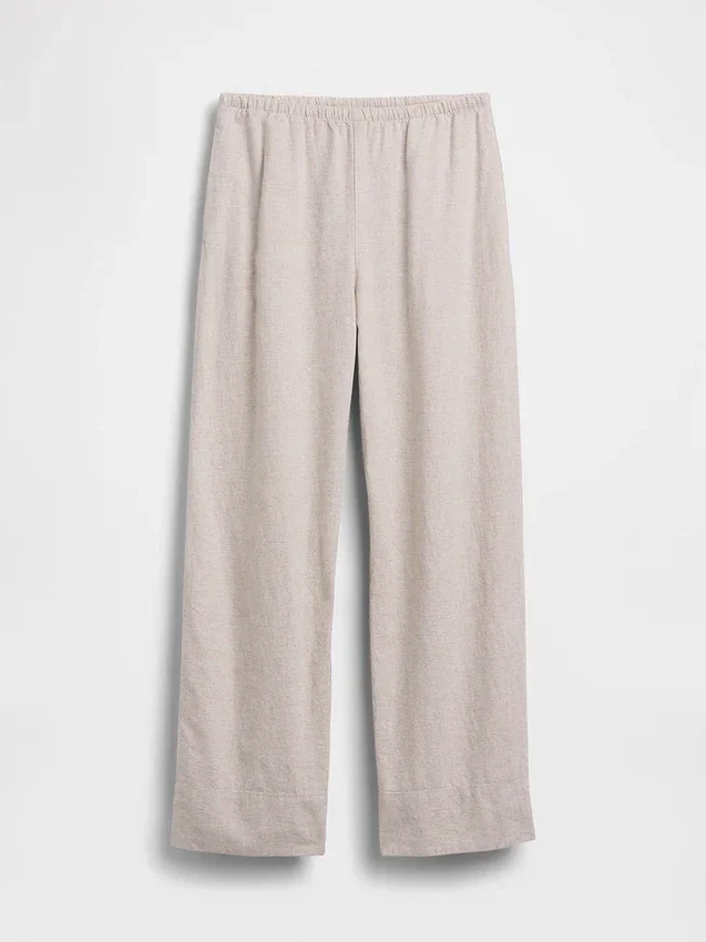 Pantalon ample décontracté en mélange de lin
