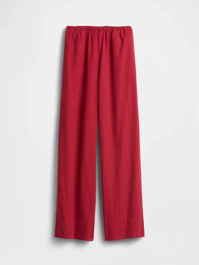 Pantalon ample décontracté en mélange de lin