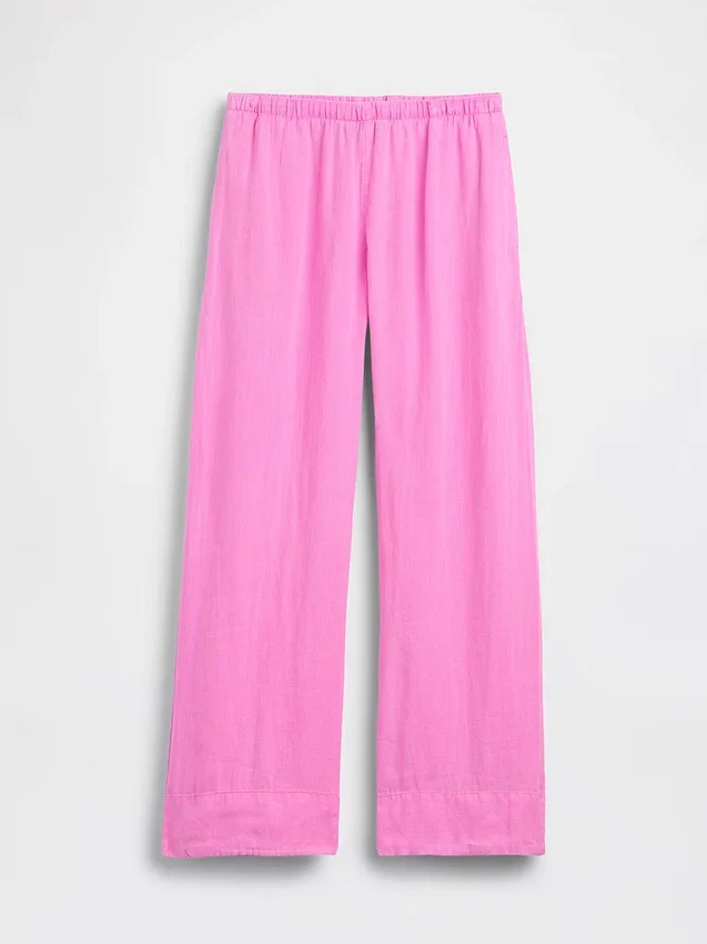 Pantalon ample décontracté en mélange de lin