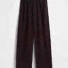 Pantalon ample décontracté en mélange de lin