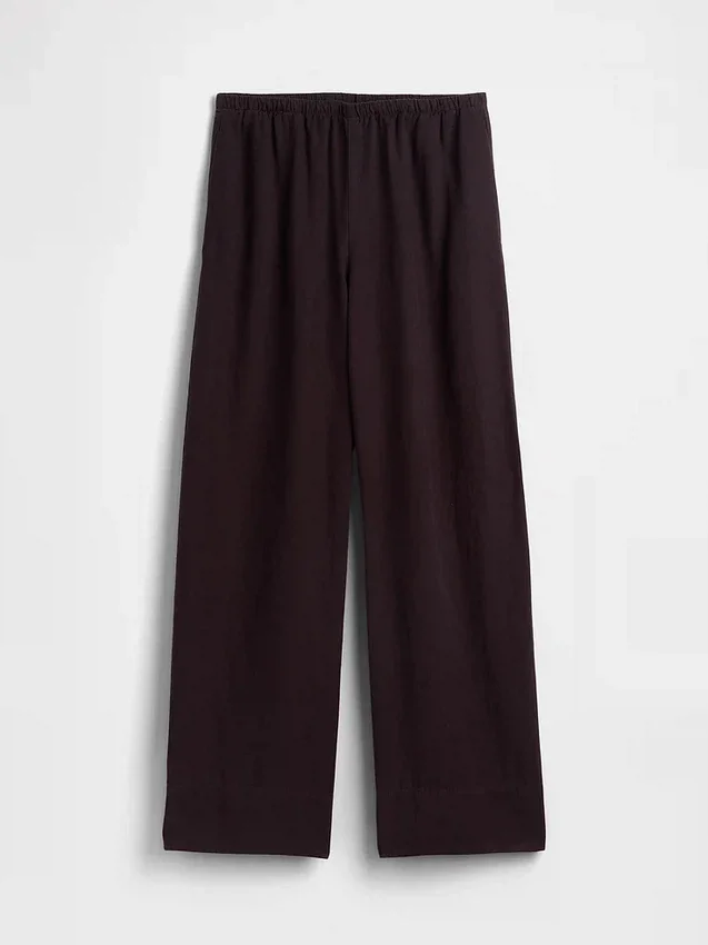 Pantalon ample décontracté en mélange de lin