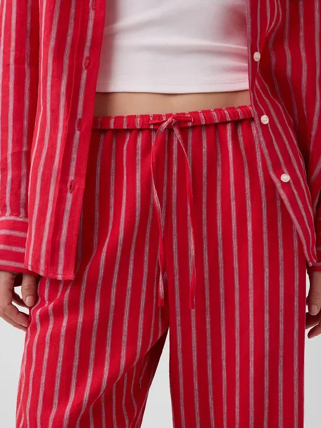 Pantalon ample décontracté en mélange de lin
