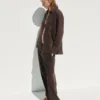 Pantalon ample décontracté en mélange de lin