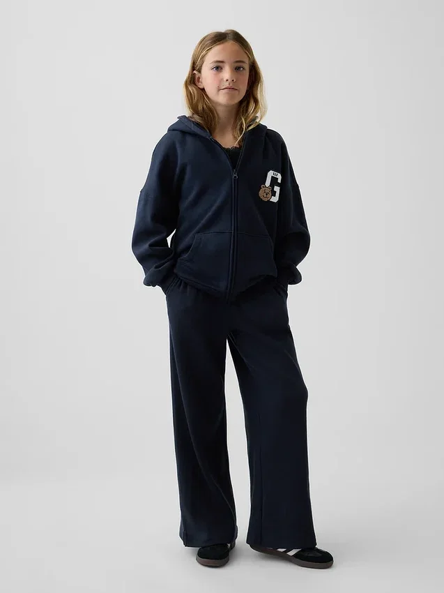 Pantalon ample décontracté à jambes larges en maille gaufrée pour enfant
