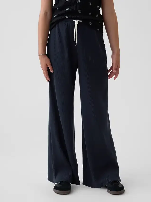 Pantalon ample décontracté à jambes larges en maille gaufrée pour enfant