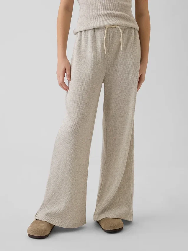 Pantalon ample décontracté à jambes larges en maille gaufrée pour enfant