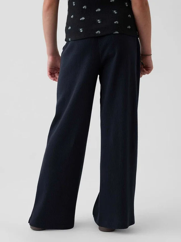 Pantalon ample décontracté à jambes larges en maille gaufrée pour enfant