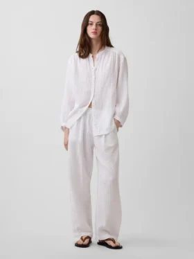 Pantalon ample en gaze de coton