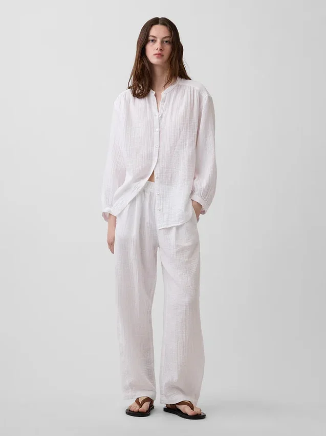 Pantalon ample en gaze de coton