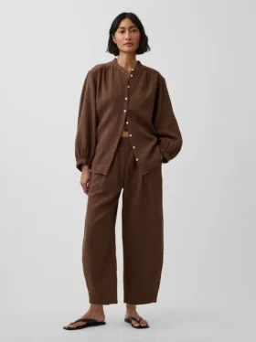 Pantalon ample en gaze de coton