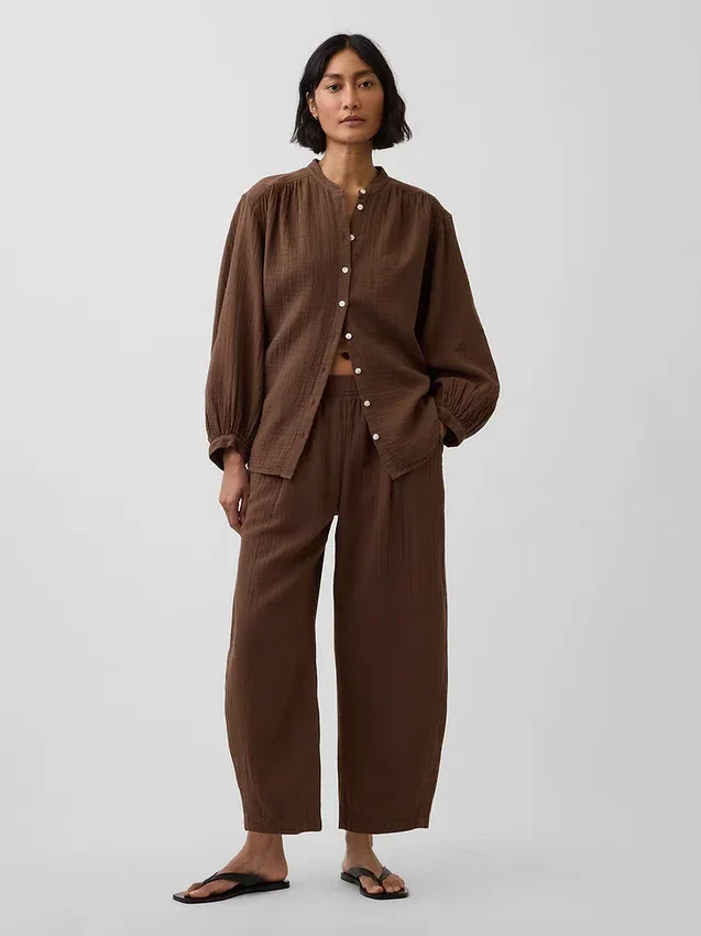 Pantalon ample en gaze de coton