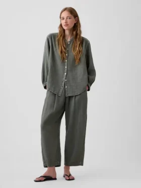 Pantalon ample en gaze de coton