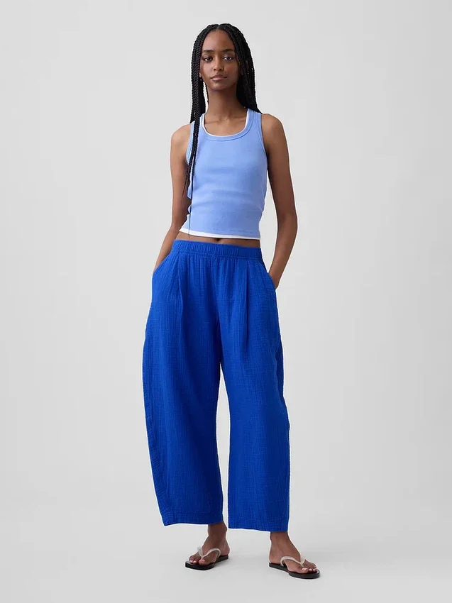 Pantalon ample en gaze de coton