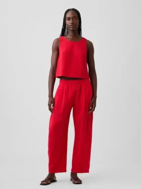 Pantalon ample en gaze de coton