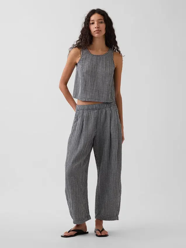 Pantalon ample en gaze de coton