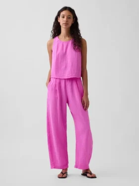Pantalon ample en gaze de coton