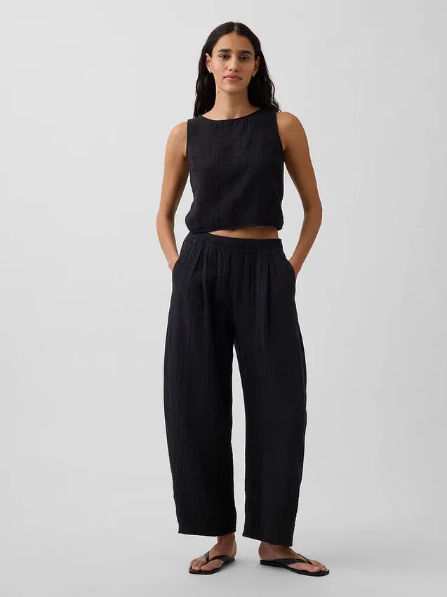Pantalon ample en gaze de coton