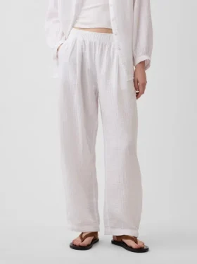 Pantalon ample en gaze de coton