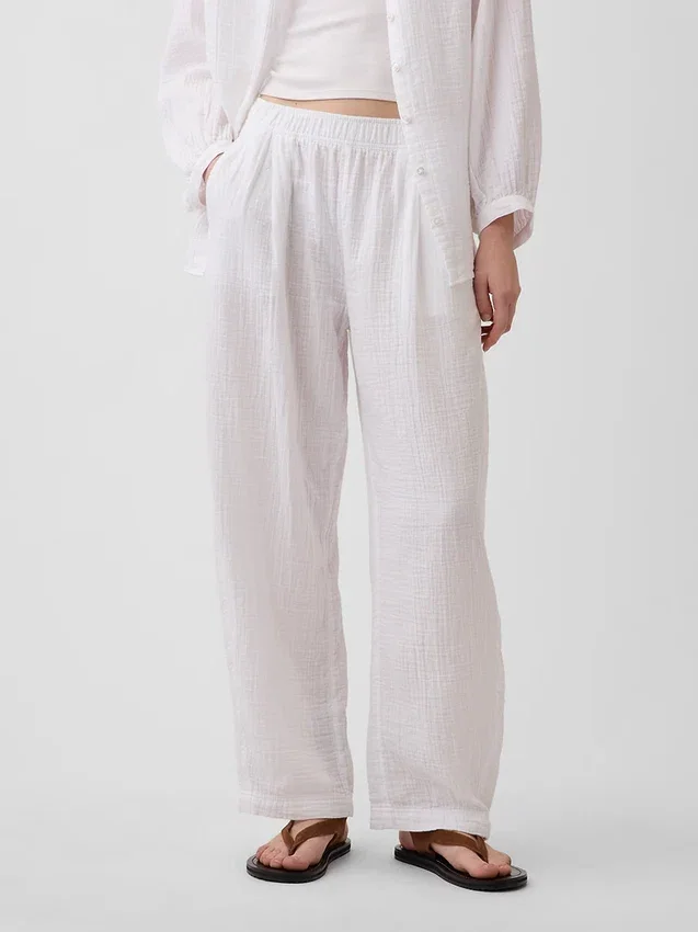 Pantalon ample en gaze de coton
