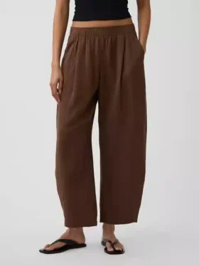 Pantalon ample en gaze de coton