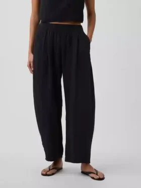 Pantalon ample en gaze de coton