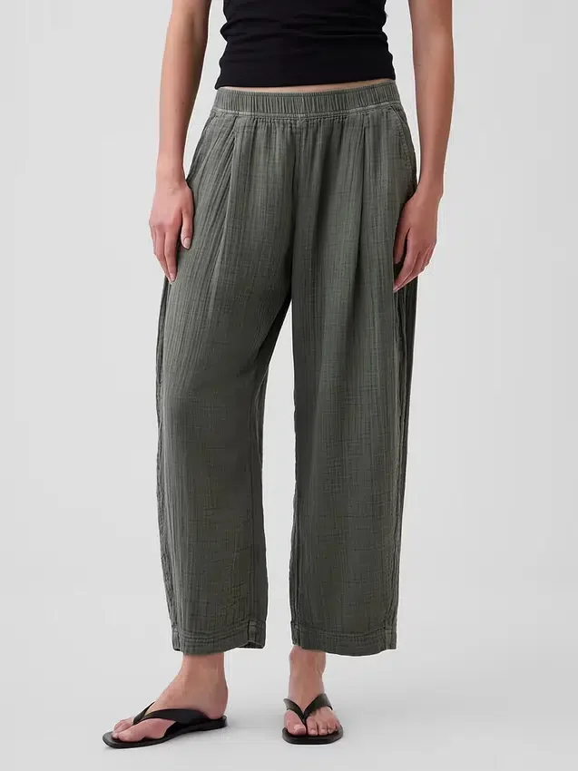 Pantalon ample en gaze de coton